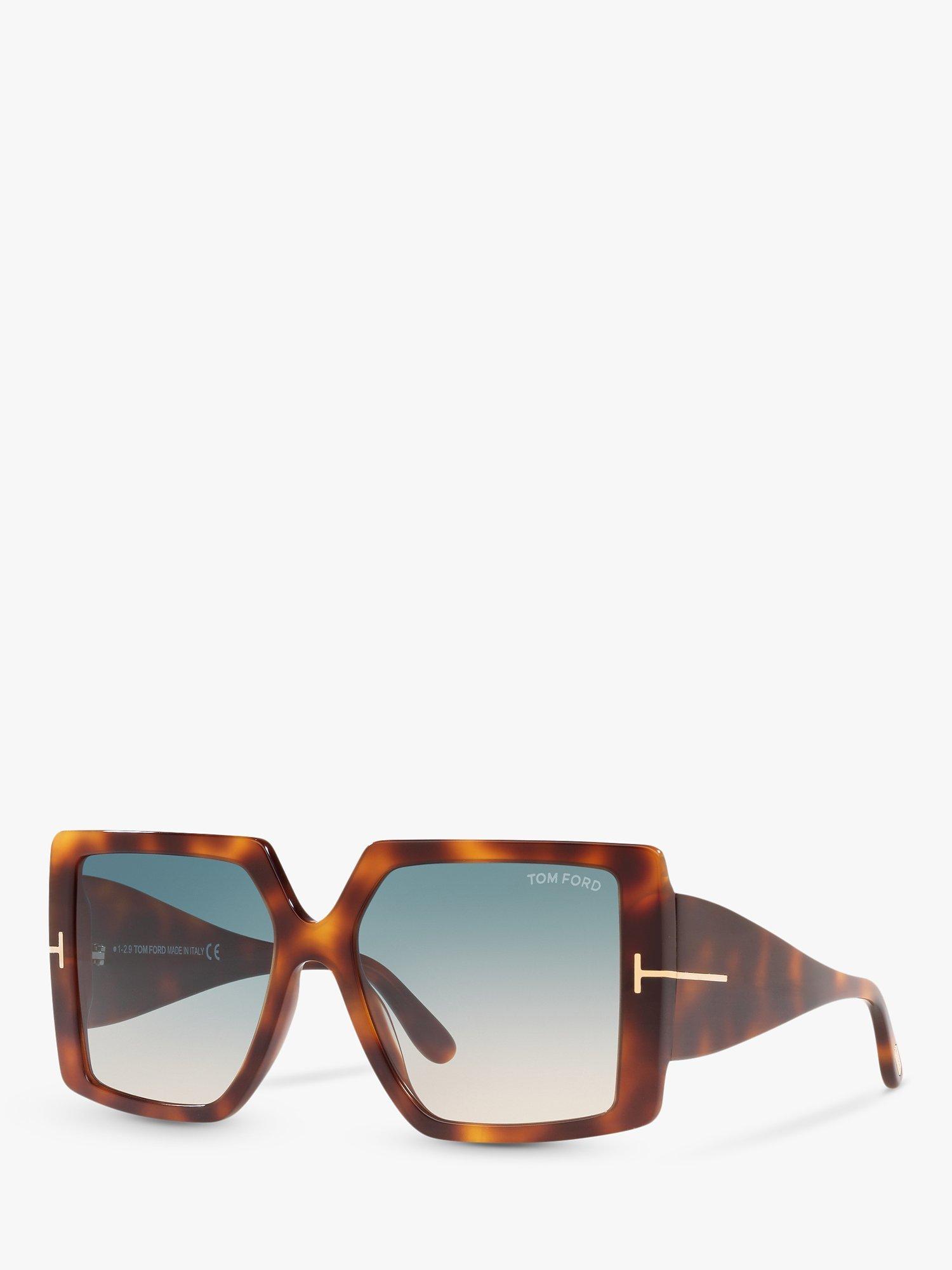 TOM FORD FT0790 Women's Quinn Statement Square Sunglasses, Tortoise/Blue Gradient