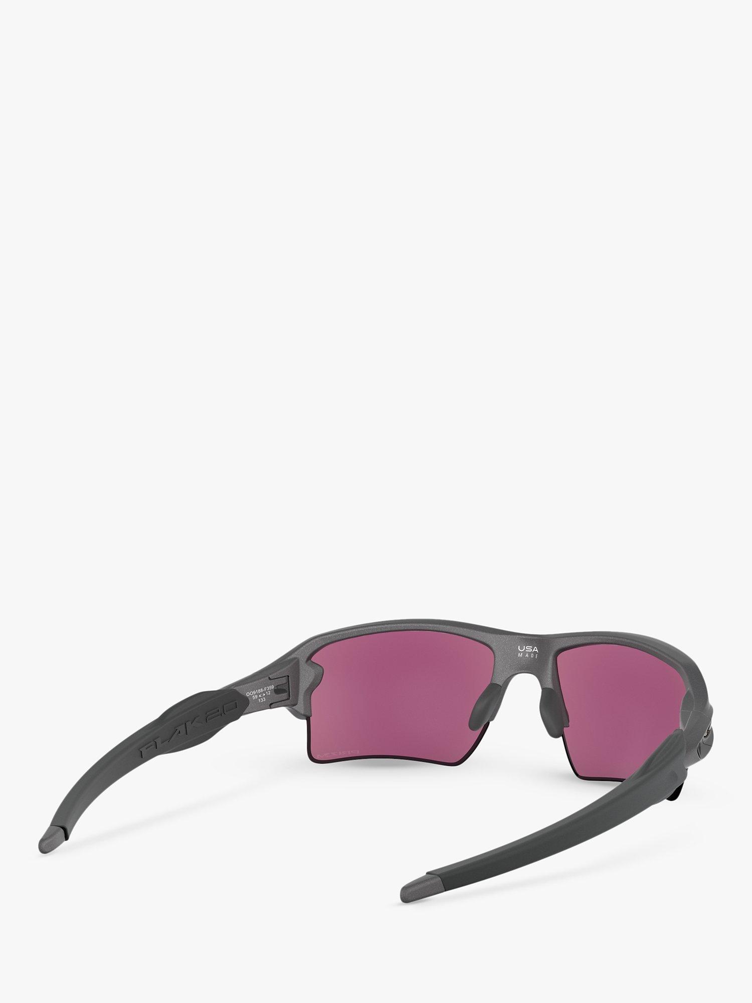 Product image 8 of 11, which shows Oakley OO9188 Men's FLAK 2.0 XL Prizm Rectangular Sunglasses, Steel/Mirror Multi