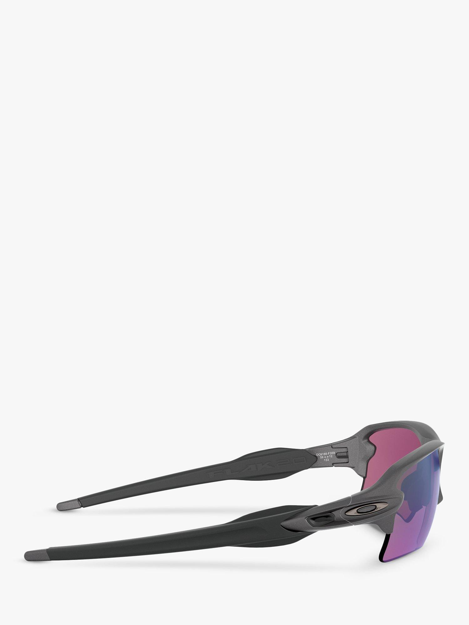 Product image 10 of 11, which shows Oakley OO9188 Men's FLAK 2.0 XL Prizm Rectangular Sunglasses, Steel/Mirror Multi