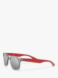 Ray-Ban RJ9052S Kids' Unisex Square Sunglasses, Transparent Grey/Mirror Grey