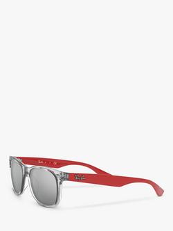 Ray-Ban RJ9052S Kids' Unisex Square Sunglasses, Transparent Grey/Mirror Grey - view 2, Transparent Grey/Mirror Grey
