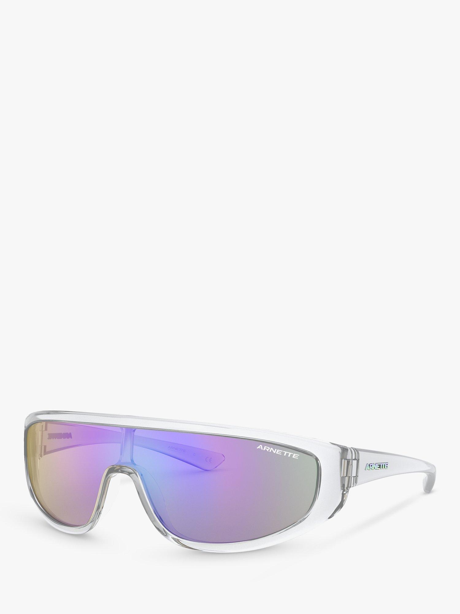 Arnette AN4264 Men's Wrap Sunglasses, Crystal Transparent/Mirror Purple