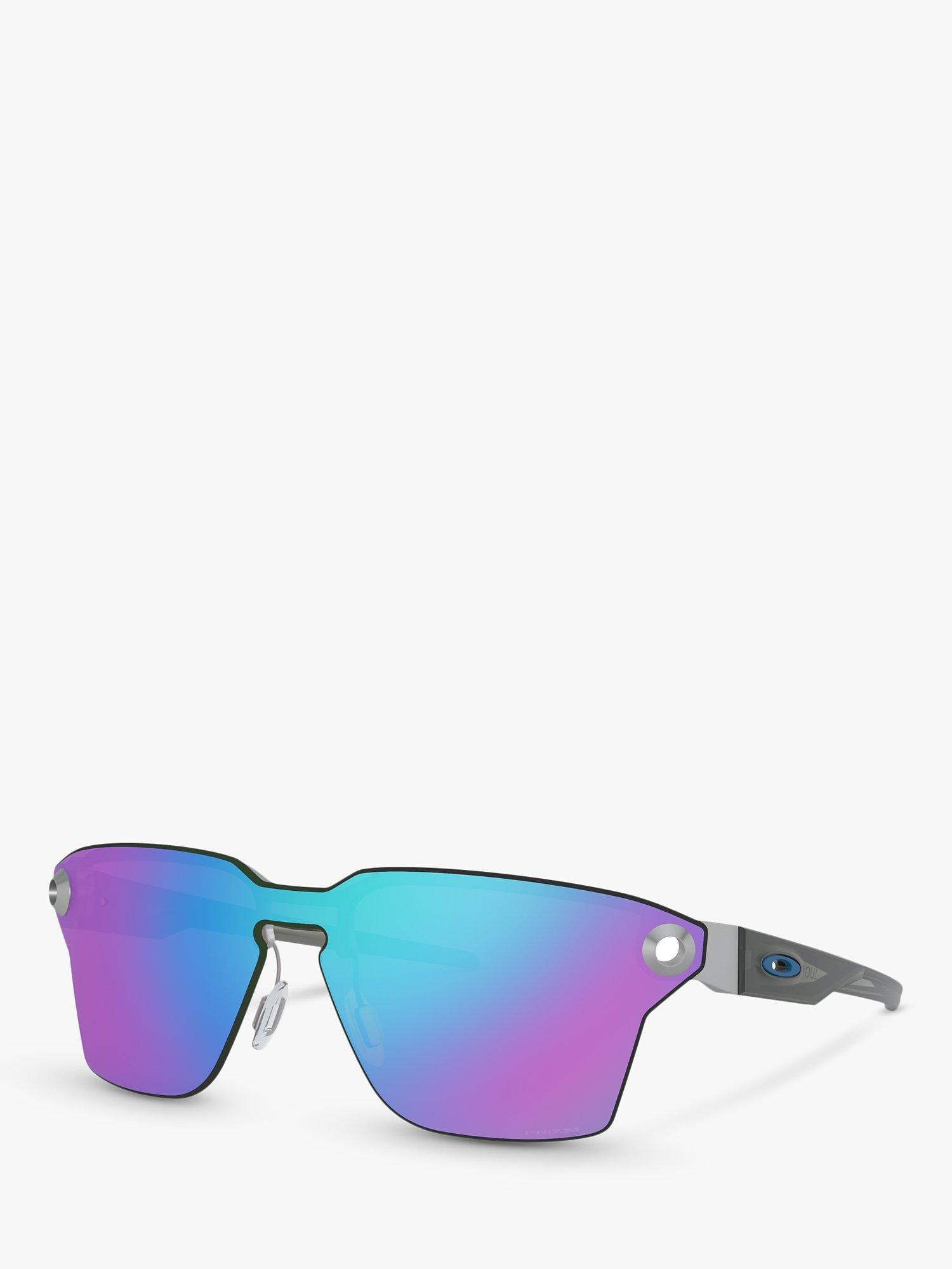 Oakley OO4139 Men's Lugplate Prizm Square Sunglasses, Satin Chrome/Mirror Purple
