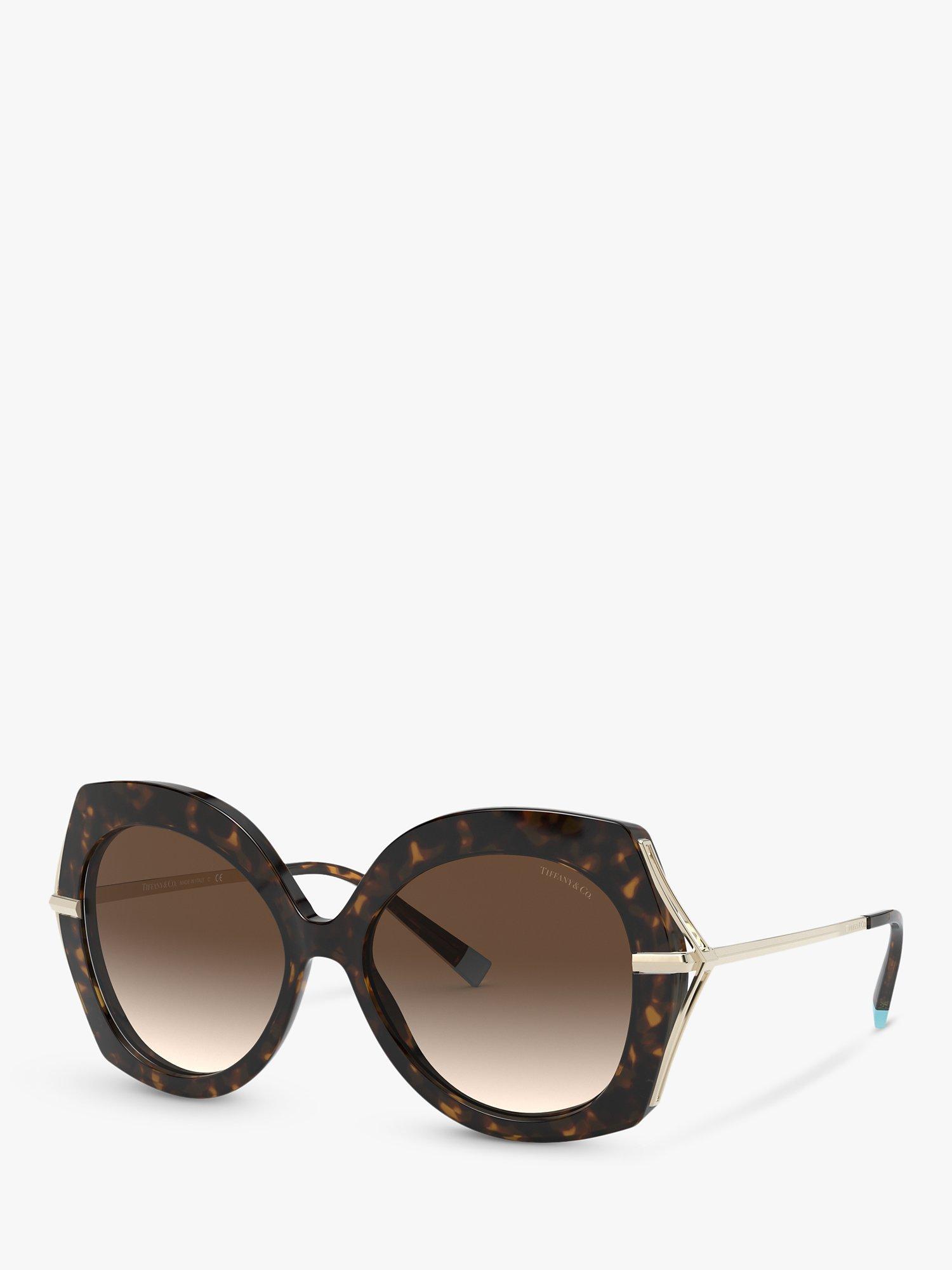 Tiffany & Co TF4169 Women's Irregular Square Sunglasses, Dark Havana/Brown Gradient