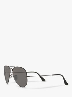 Ray-Ban RB3025 Unisex Polarised Aviator Sunglasses, Black/Grey - view 2, Black/Grey