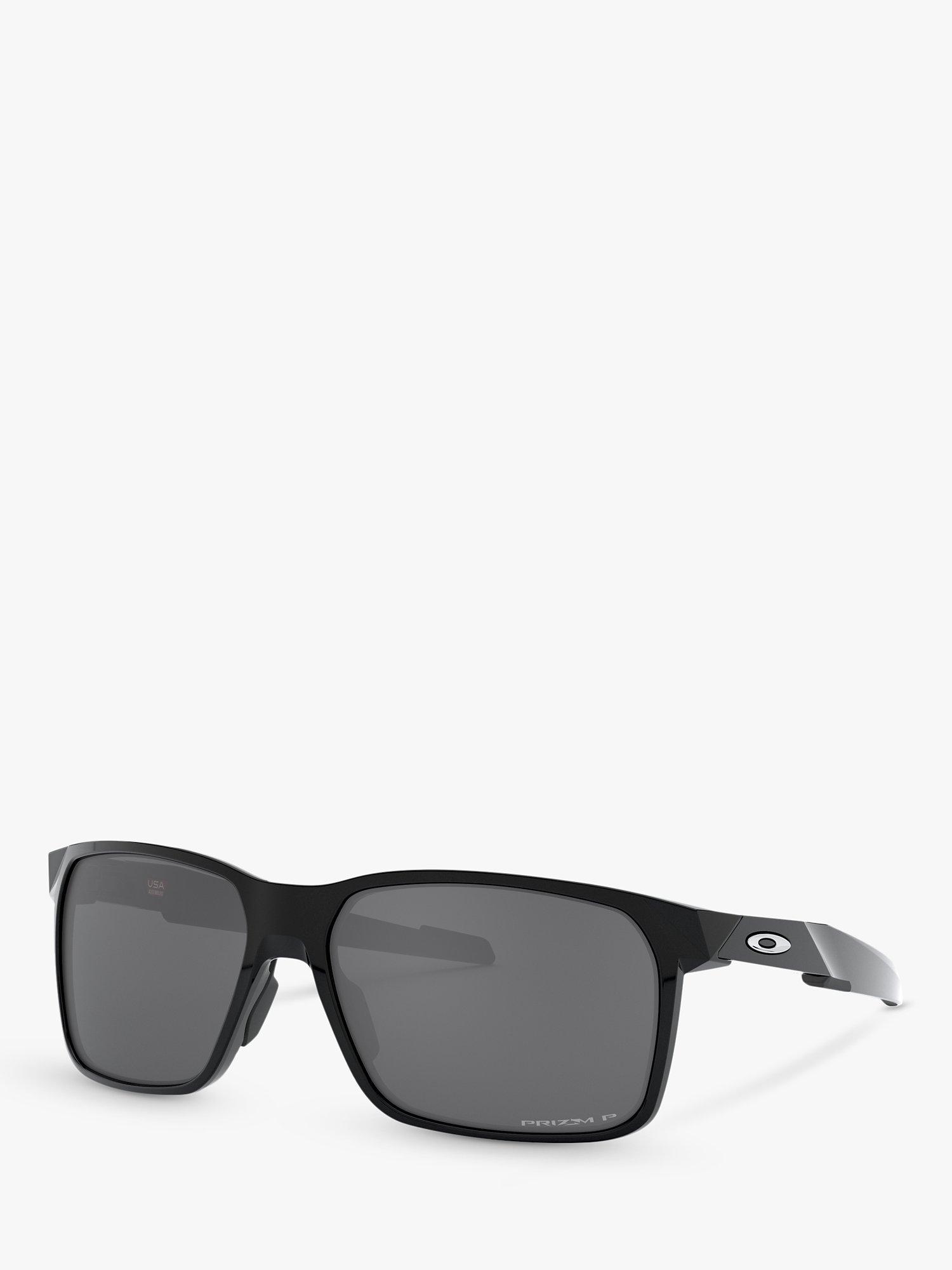 Oakley OO9460 Men's Portal X Prizm Polarised Square Sunglasses, Polished Black/Grey