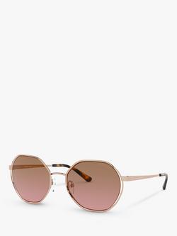 Michael Kors MK1072 Women's Porto Round Sunglasses, Rose Gold/Brown, Rose Gold/Brown