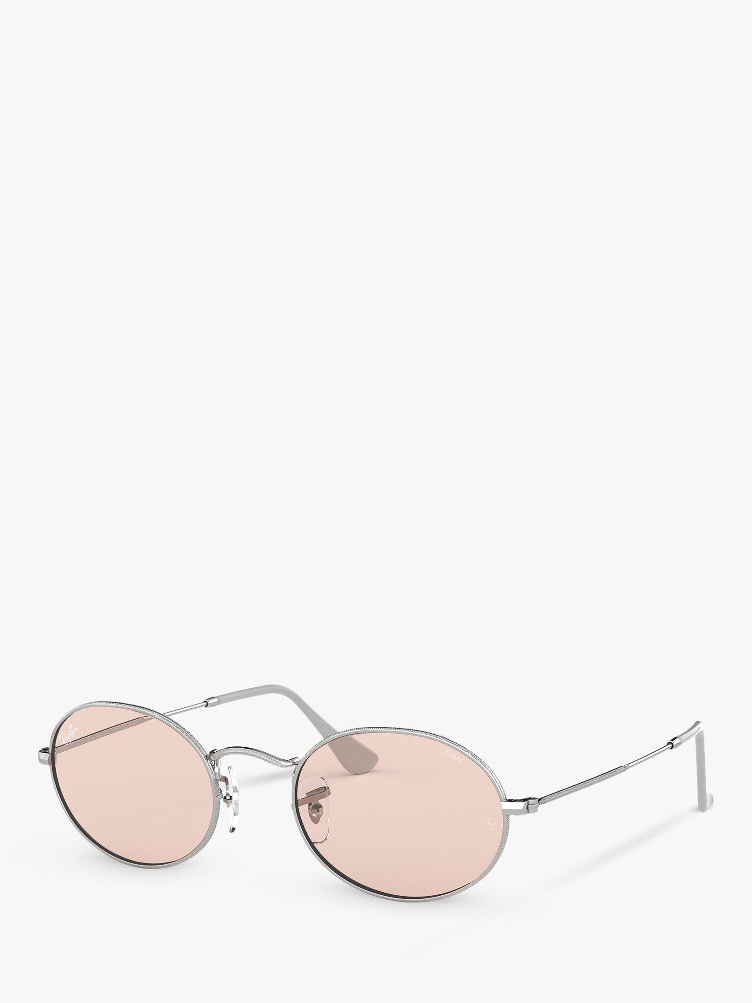 Ray-Ban RB3547 Unisex Oval Flat Lens Sunglasses, Silver/Blush