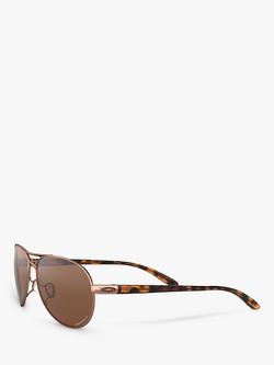 Oakley OO4079 Women's Feedback Polarised Aviator Sunglasses - view 2, Rose Gold/Brown