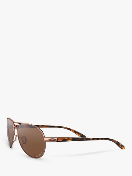 Oakley OO4079 Women's Feedback Polarised Aviator Sunglasses - view 2, Rose Gold/Brown