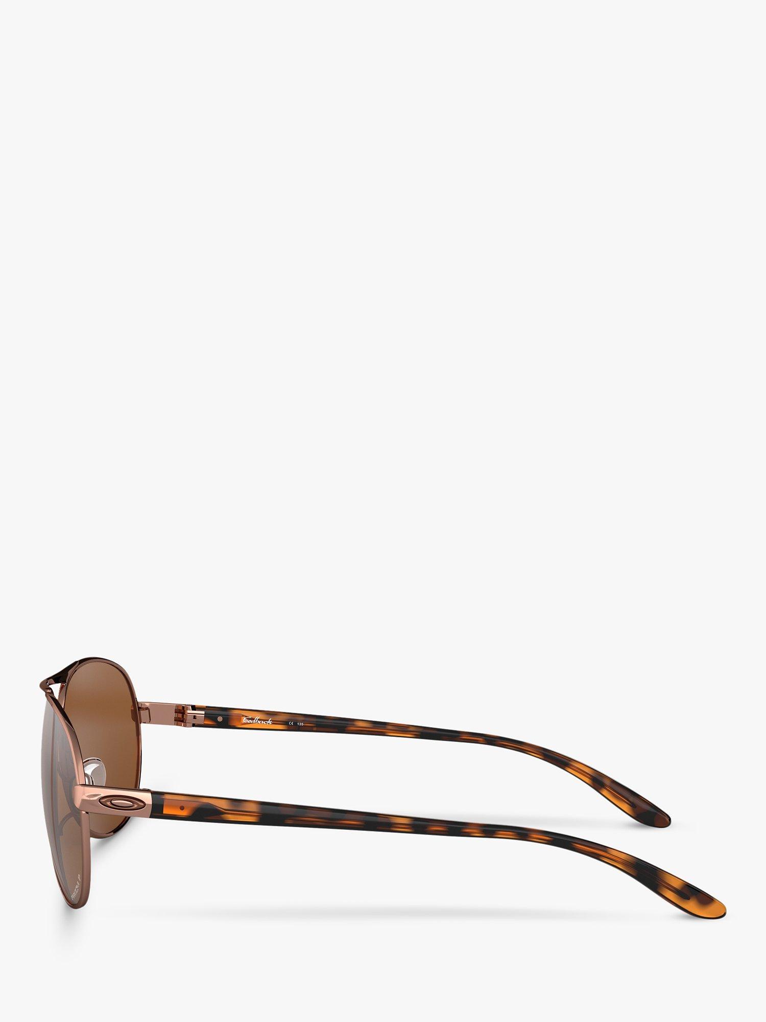 Product image 4 of 11, which shows Oakley OO4079 Women's Feedback Polarised Aviator Sunglasses, Rose Gold/Brown