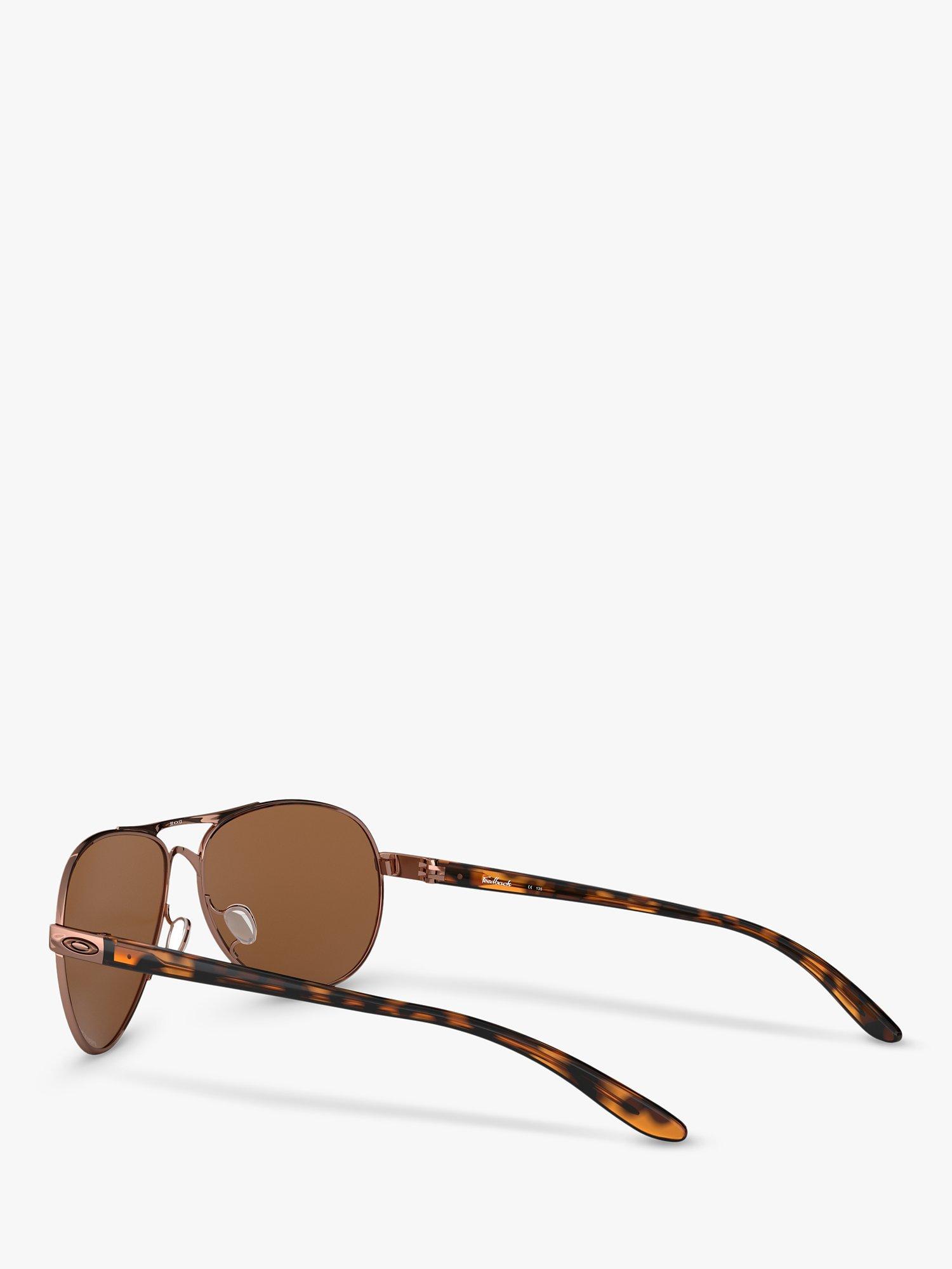 Product image 5 of 11, which shows Oakley OO4079 Women's Feedback Polarised Aviator Sunglasses, Rose Gold/Brown