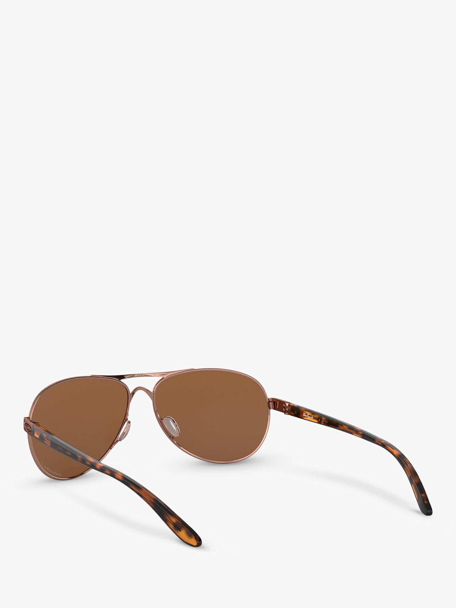 Product image 6 of 11, which shows Oakley OO4079 Women's Feedback Polarised Aviator Sunglasses, Rose Gold/Brown