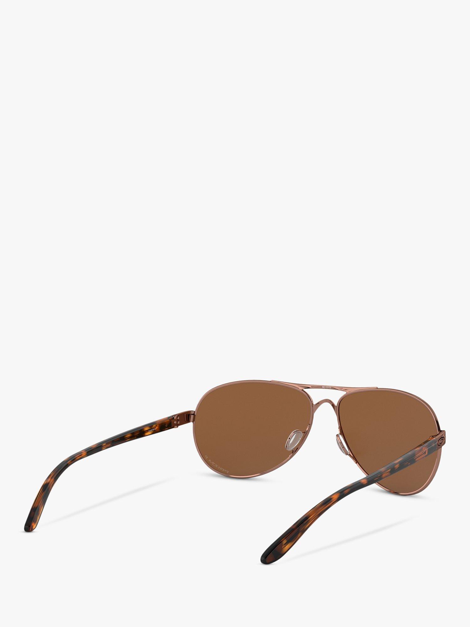 Product image 8 of 11, which shows Oakley OO4079 Women's Feedback Polarised Aviator Sunglasses, Rose Gold/Brown
