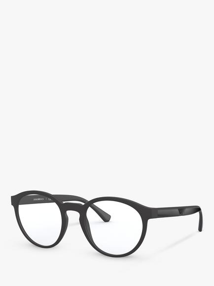 Emporio Armani EA4152 Men's Oval Sunglasses, Matte Black/Clear