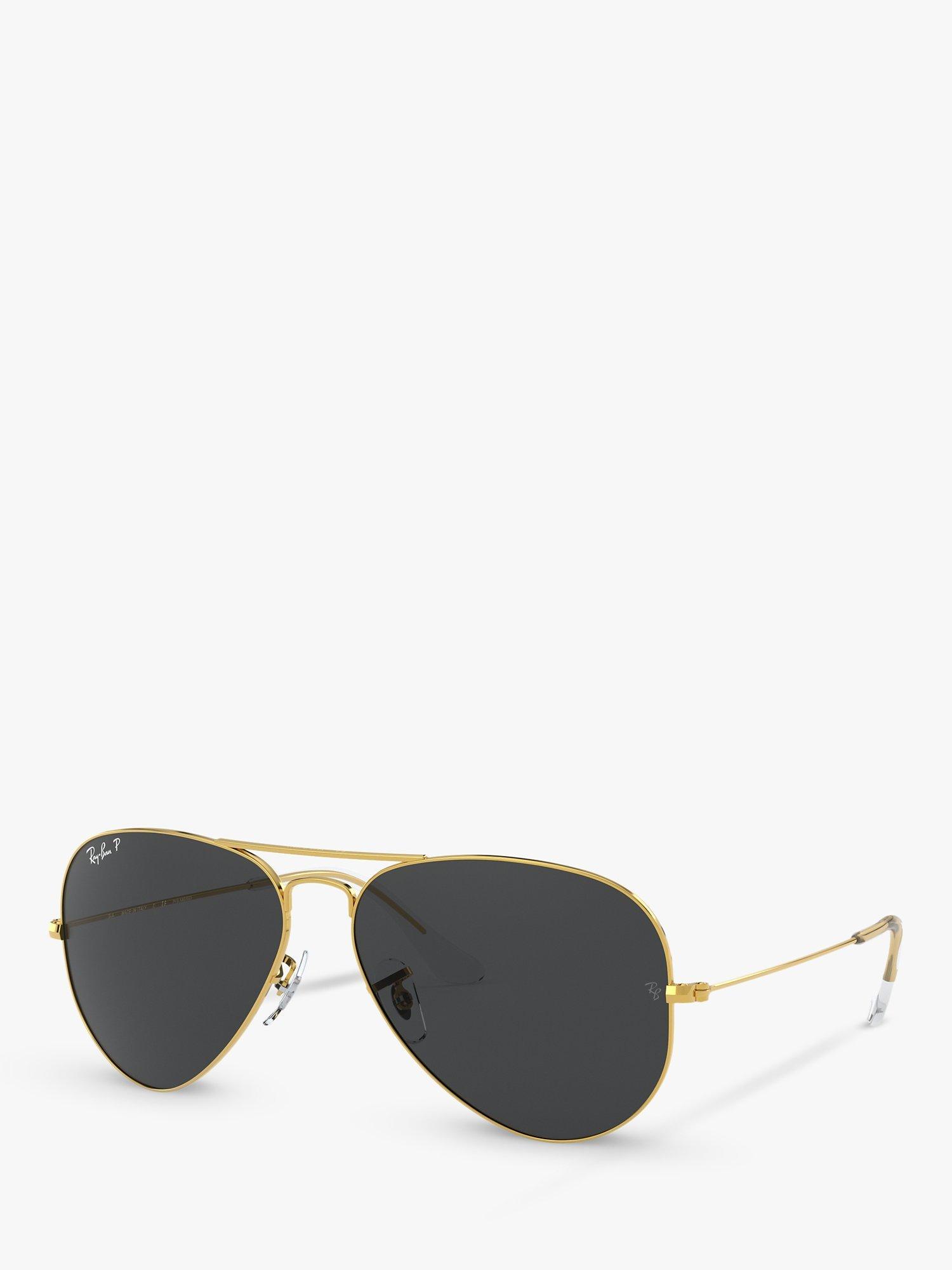 Ray-Ban RB3025 Unisex Polarised Aviator Sunglasses, Gold/Black