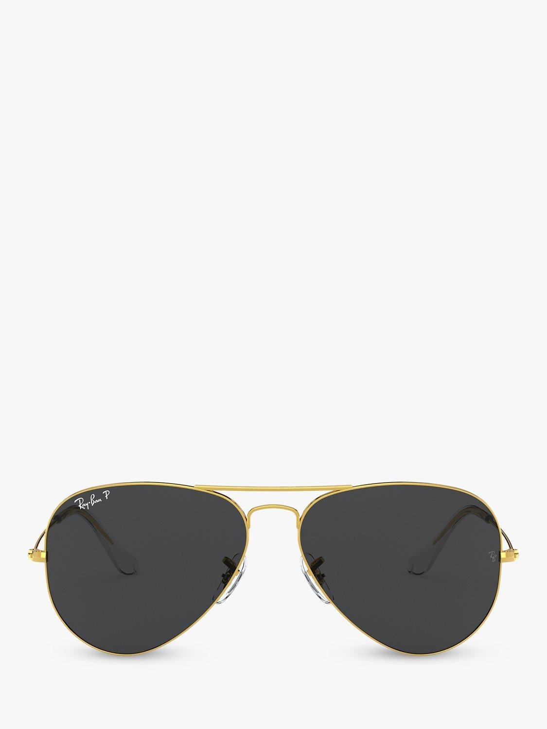 Ray-Ban RB3025 Unisex Polarised Aviator Sunglasses, Gold/Black