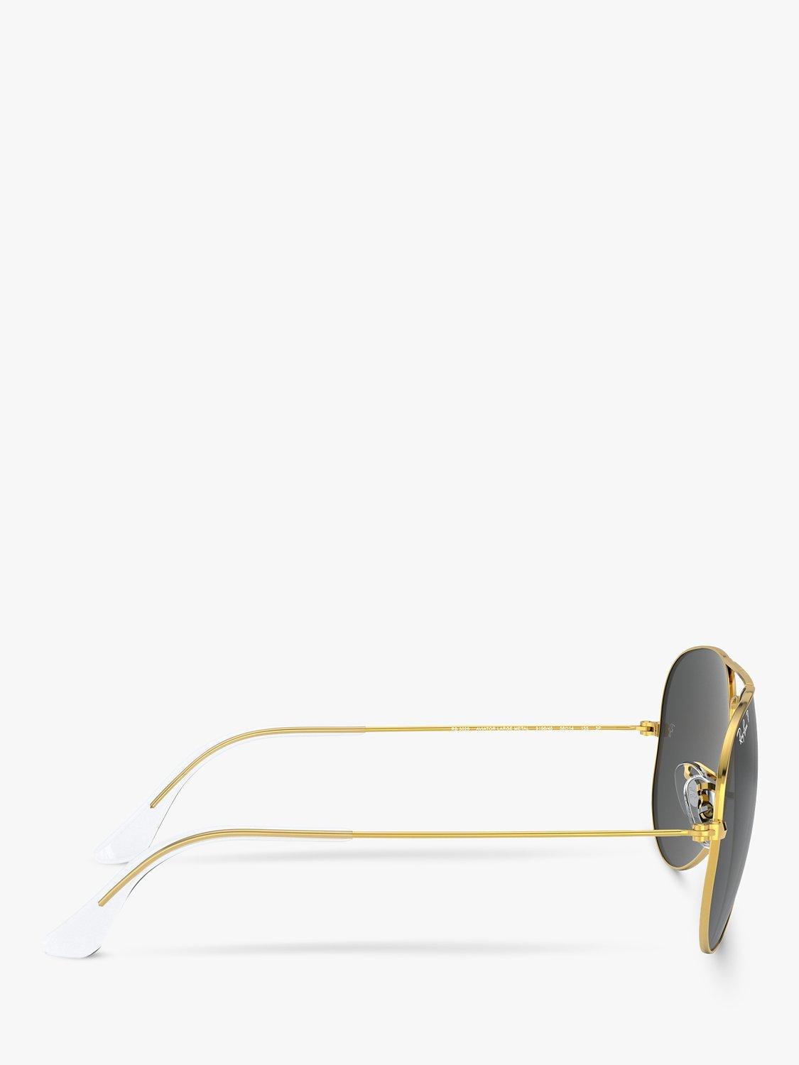 Ray-Ban RB3025 Unisex Polarised Aviator Sunglasses, Gold/Black