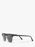 Ray-Ban RB3016 Unisex Polarised Clubmaster Sunglasses, Black/Grey