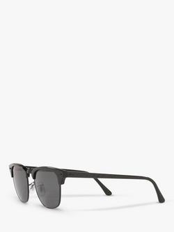 Ray-Ban RB3016 Unisex Polarised Clubmaster Sunglasses, Black/Grey - view 2, Black/Grey