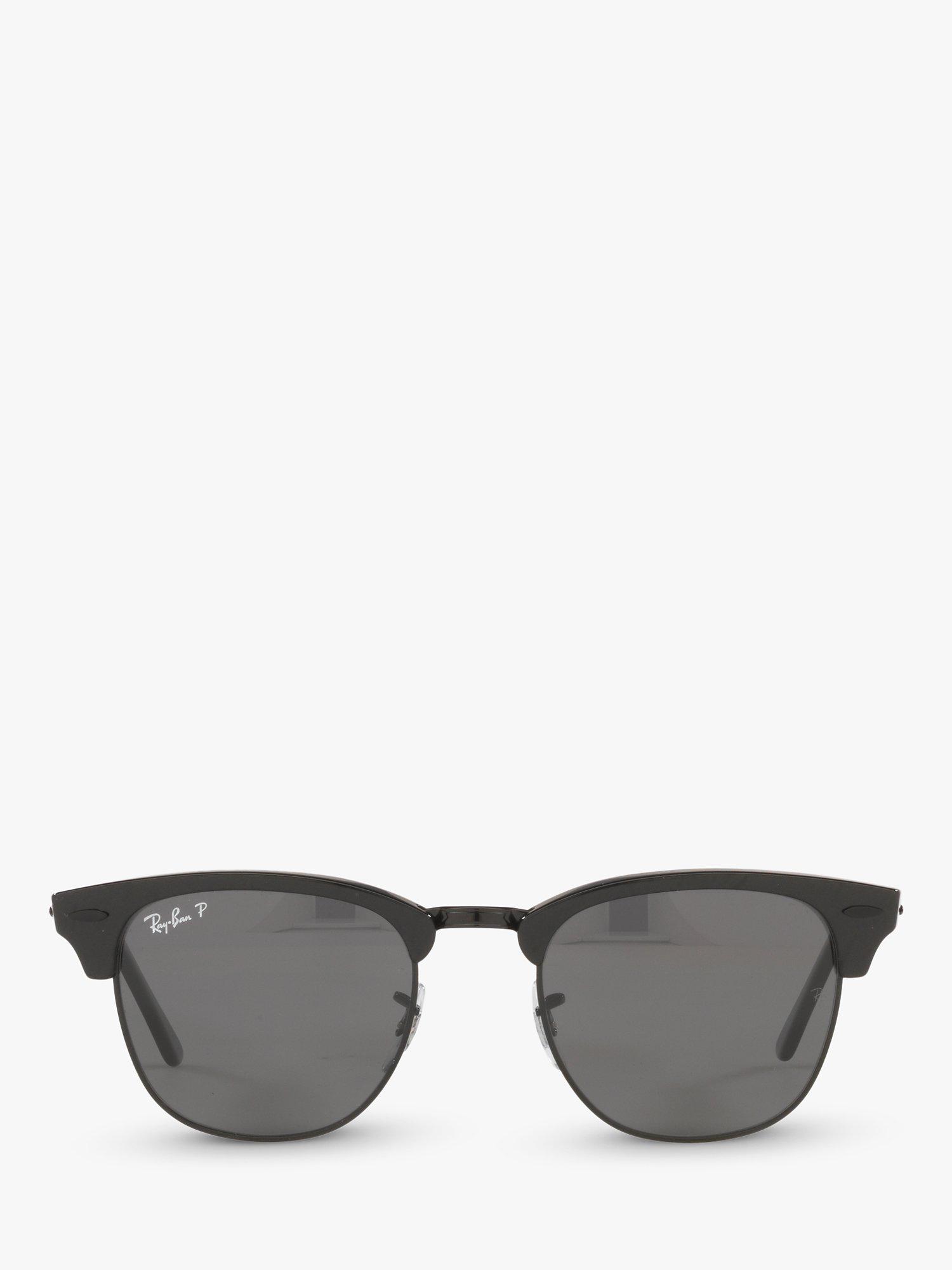 Product image 3 of 8, which shows Ray-Ban RB3016 Unisex Polarised Clubmaster Sunglasses, Black/Grey