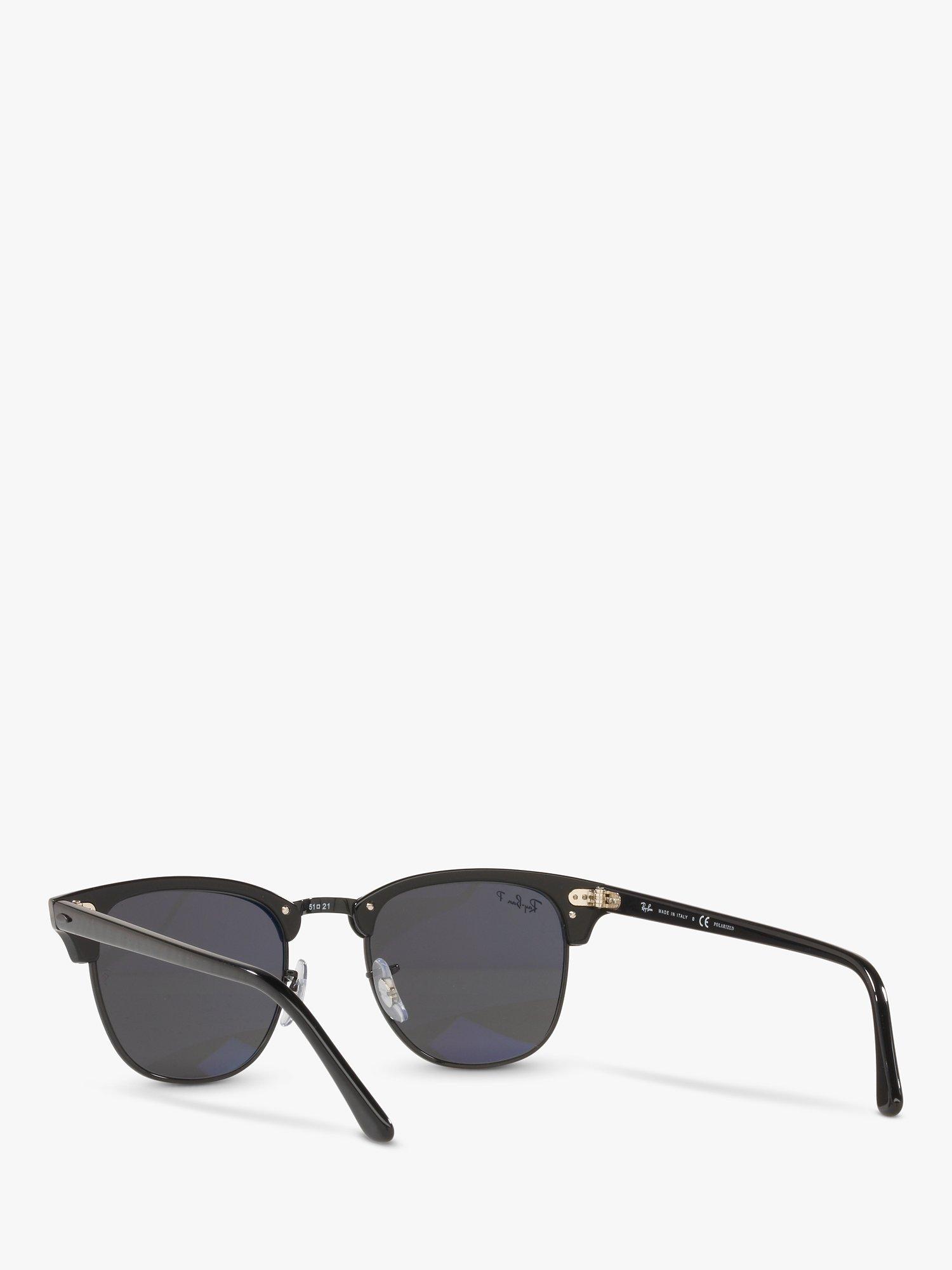 Product image 5 of 8, which shows Ray-Ban RB3016 Unisex Polarised Clubmaster Sunglasses, Black/Grey