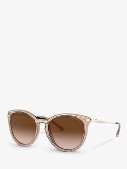 Michael Kors MK1077 Women's Brisbane Round Sunglasses, Light Gold/Brown Gradient, Light Gold/Brown Gradient