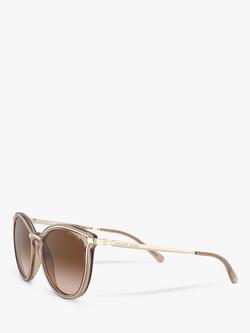 Michael Kors MK1077 Women's Brisbane Round Sunglasses, Light Gold/Brown Gradient - view 2, Light Gold/Brown Gradient