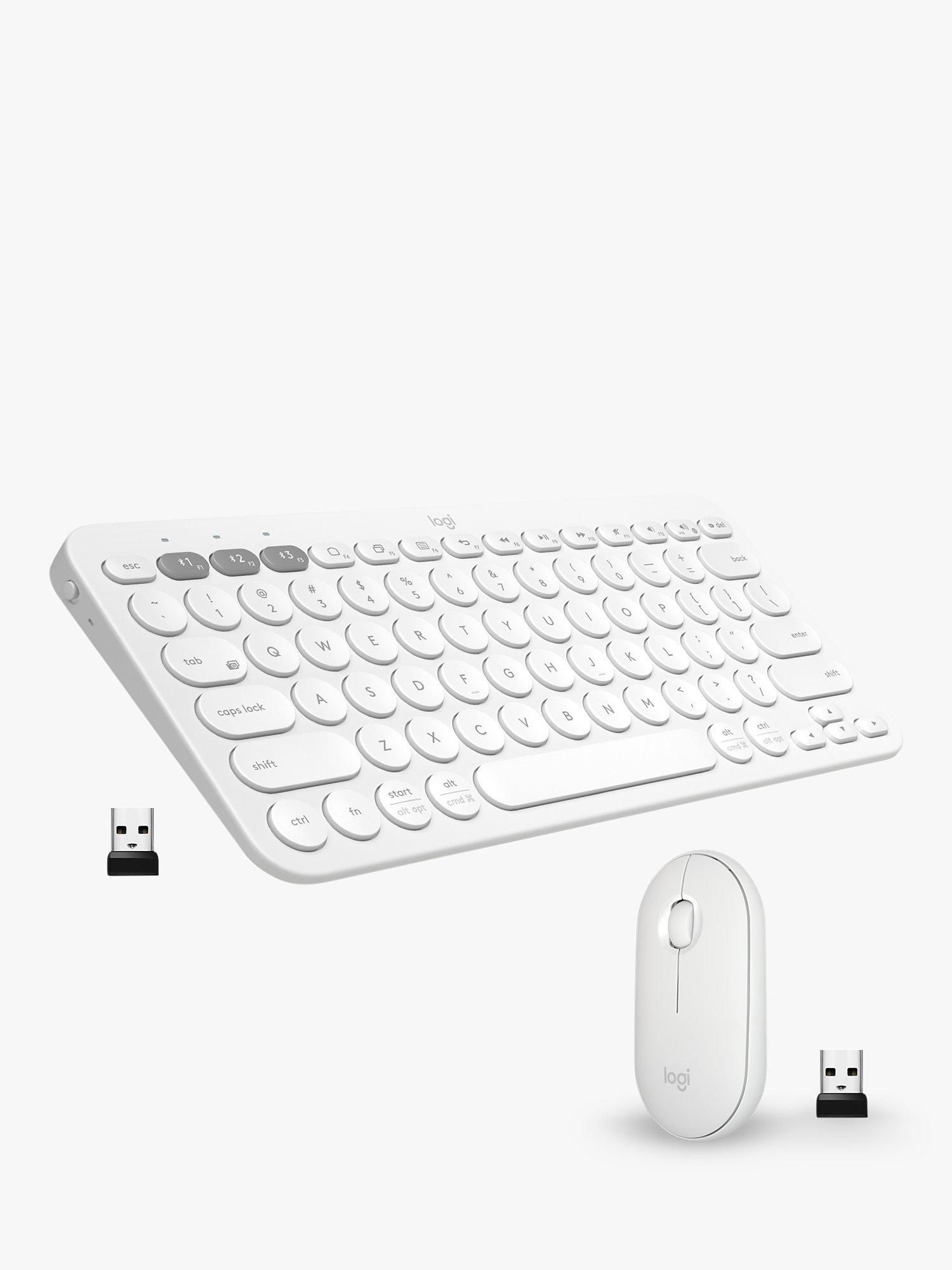 Logitech K380 and Pebble M350, Wireless Keyboard and Mouse, White