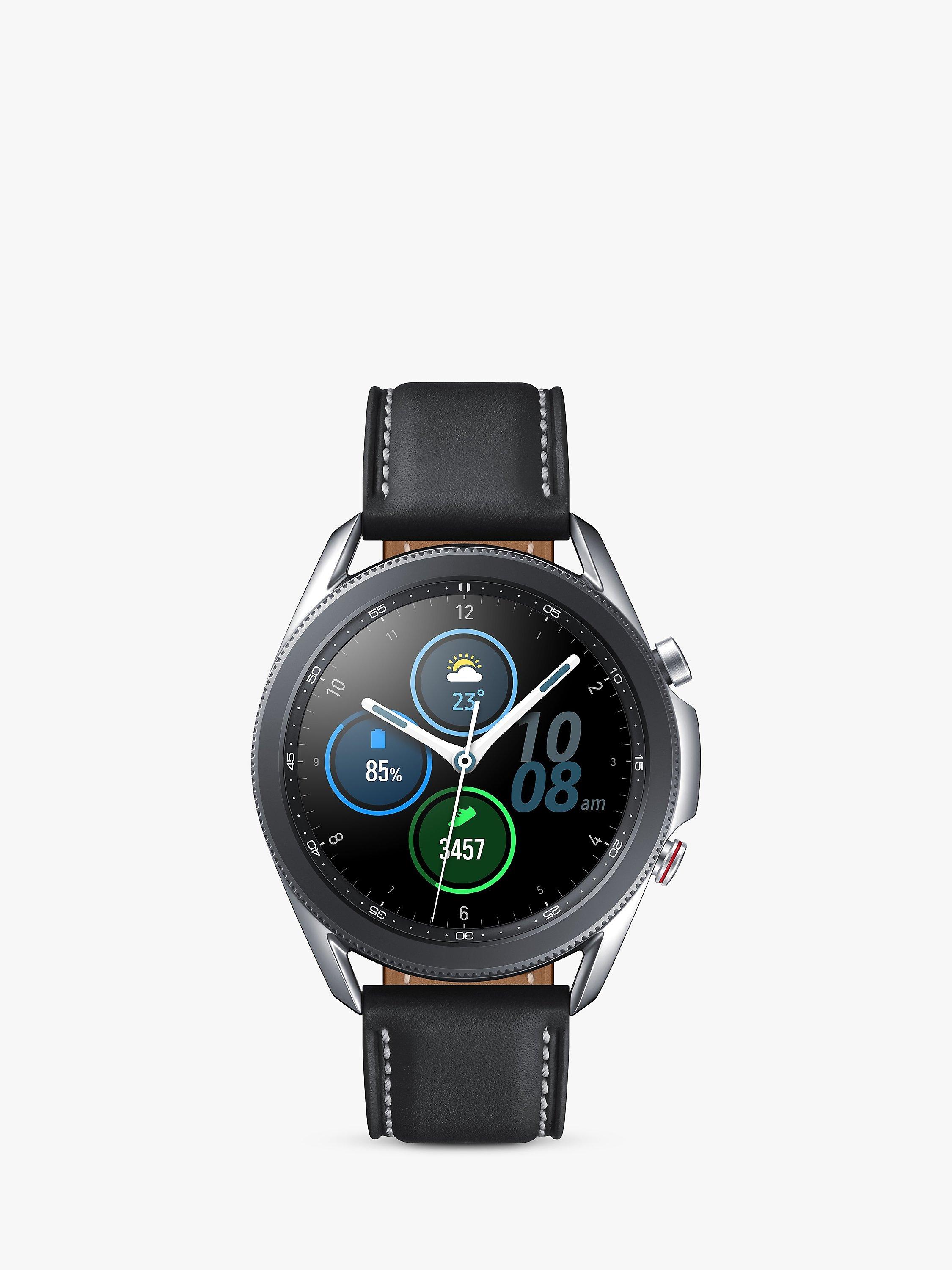 Samsung Galaxy Watch 3, 4G Cellular, 45mm, Stainless Steel with Leather Strap, Mystic Silver