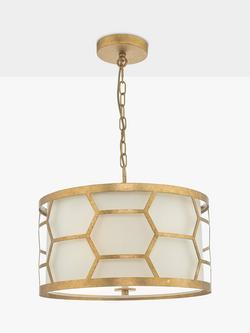 Där Metal Hexagon Small Pendant Ceiling Light, Gold/Ivory, 