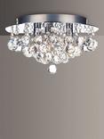 Där Pluto Flush Crystal Ceiling Light, Clear/Polished Chrome, Dia.29cm