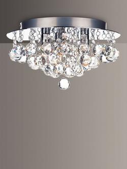 Där Pluto Flush Crystal Ceiling Light, Clear/Polished Chrome, Dia.29cm, 