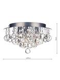 Där Pluto Flush Crystal Ceiling Light, Clear/Polished Chrome, Dia.29cm