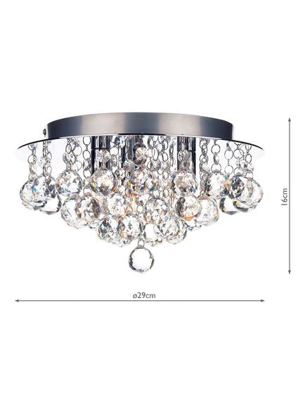 Där Pluto Flush Crystal Ceiling Light, Clear/Polished Chrome, Dia.29cm - view 2, 