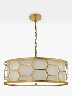 Där Metal Hexagon Large Pendant Ceiling Light, Gold/Ivory - view 2, 