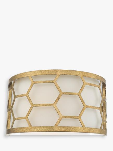Där Metal Hexagon Wall Light, Gold/Ivory, Gold/Ivory