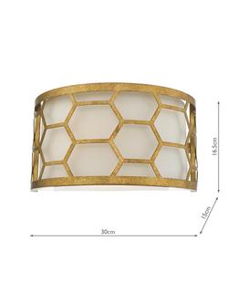 Där Metal Hexagon Wall Light, Gold/Ivory - view 2, 