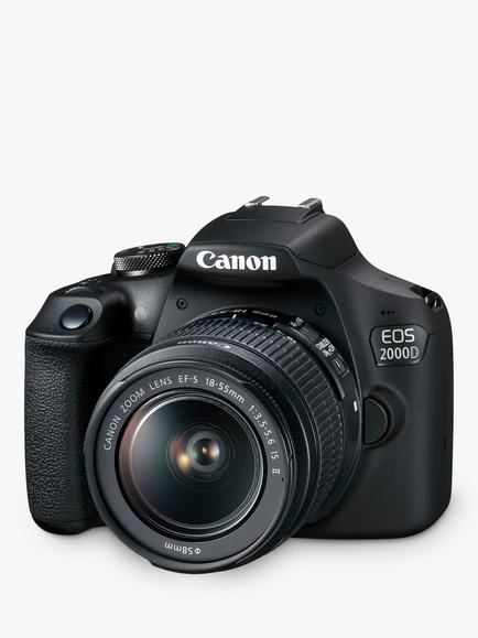 Canon EOS 2000D Digital SLR Camera with 18-55mm Lens & 50mm Lens, 1080p Full HD, 24.1MP, Wi-Fi, NFC, Optical Viewfinder, 3" LCD Screen, Double Lens Kit, Black, Black