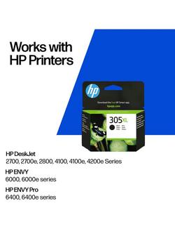 HP 305 XL Black Original Ink Cartridge, Single, Instant Ink Compatible - view 2, Black