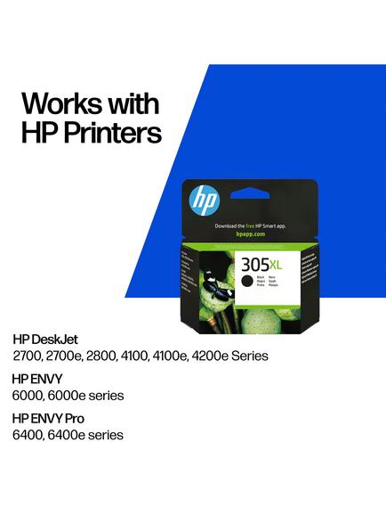 HP 305 XL Black Original Ink Cartridge, Single, Instant Ink Compatible - view 2, Black