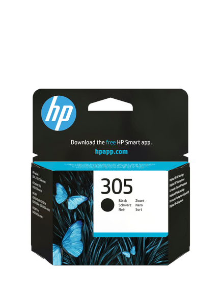 HP 305 Black Original Ink Cartridge, Single, Instant Ink Compatible, Black