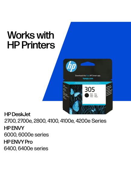HP 305 Black Original Ink Cartridge, Single, Instant Ink Compatible - view 2, Black