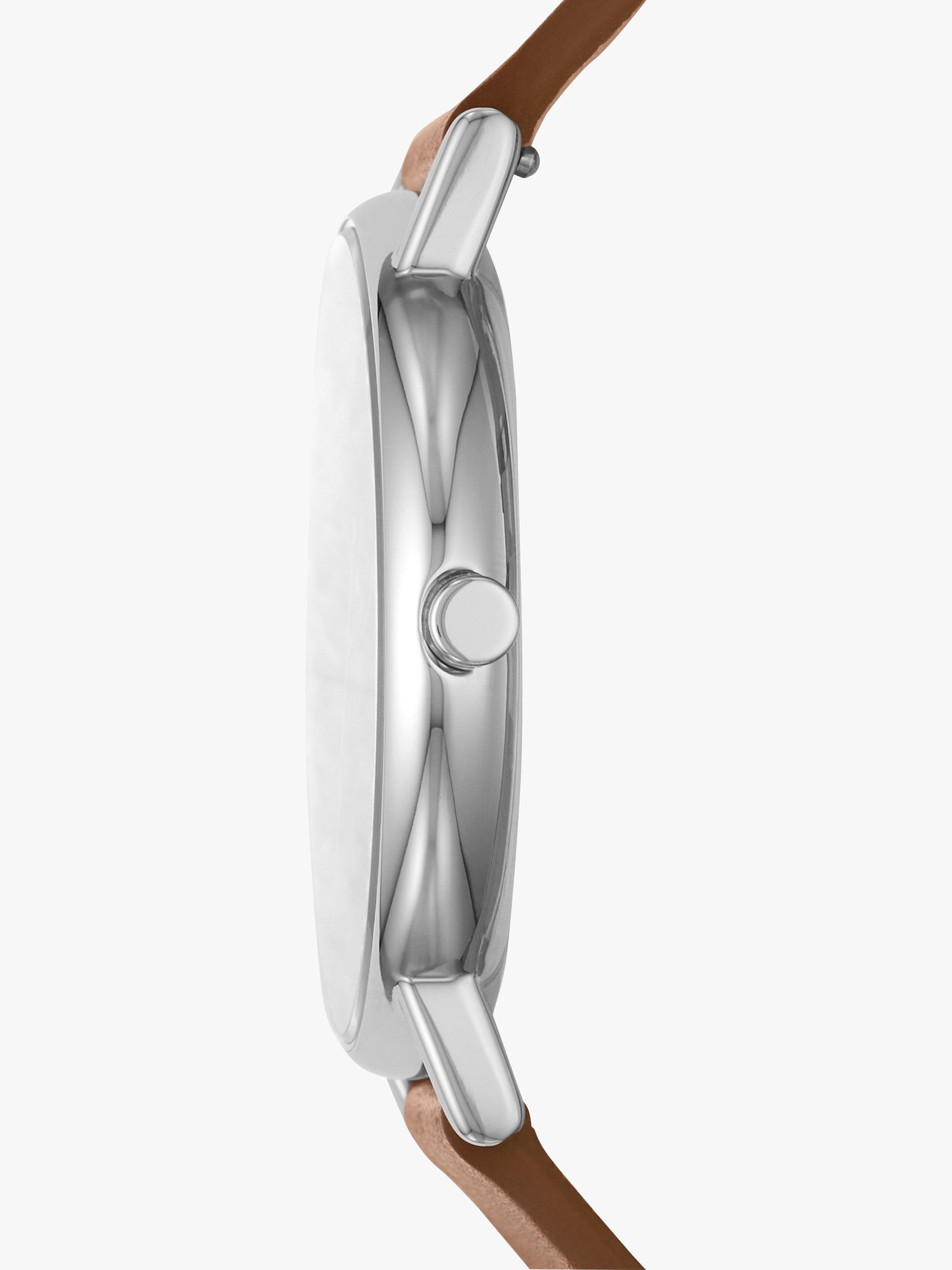 Product image 4 of 6, which shows Skagen Men's Signatur Leather Strap Watch, Tan/Grey SKW6578