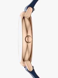 Skagen Women's Signatur Leather Strap Watch, Blue/Rose Gold - view 2, Blue/Rose Gold Skw2838