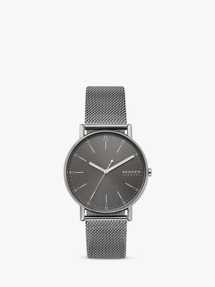 Skagen Men's Signatur Mesh Bracelet Strap Watch, Grey