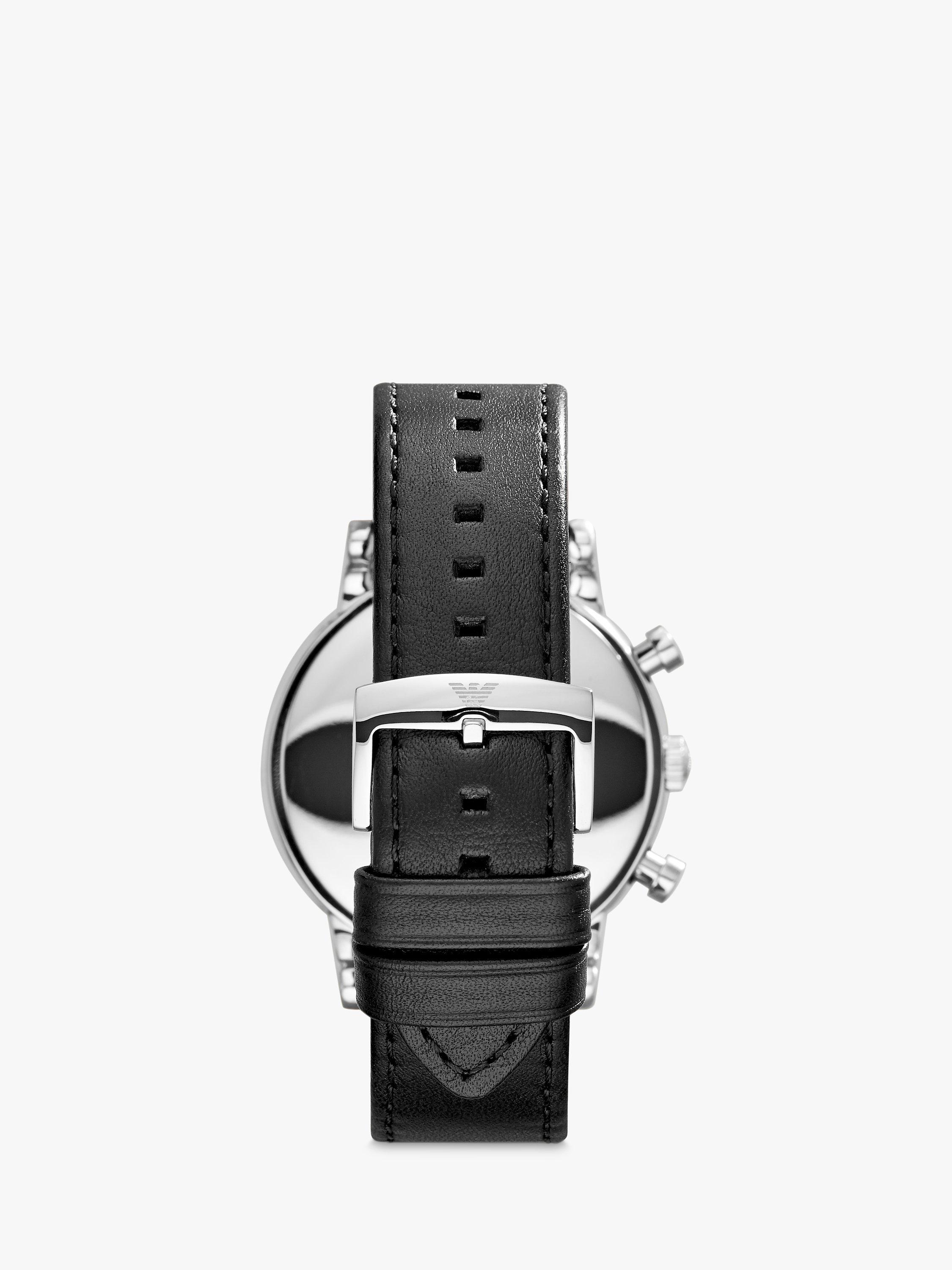 Product image 2 of 3, which shows Emporio Armani AR1828 Men's Chronograph Date Leather Strap Watch, Black