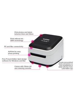 Brother VC-500W Wireless Full Colour Label & Photo Printer - view 2, Black & White