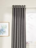 John Lewis Textured Weave Recycled Polyester Pair Blackout Lined Eyelet Curtains, Steel