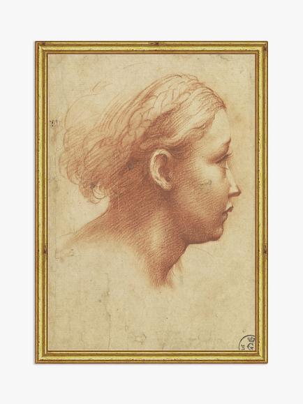 Brookpace Lascelles Raphael 'Parmigiano Drawing' Wood Framed Print, 26 x 18cm, Natural/Gold, Natural/Gold